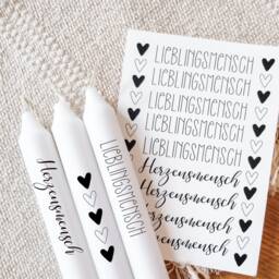 Candle Tattoos With Various Motifs - Waterslide Film Decorating Candles Sayings Lucky Light Favorite Person Wish - thumbnail 1