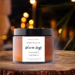 Personalised Scented Candle, Warm Hugs, Sympathy Candle, Thinking Of You Candle, Bereavement Gift Candle, Thoughtful Gift, Comfort Gift, Friend - thumbnail 2