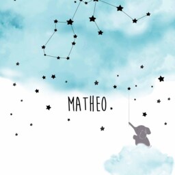 Baby Print - Birth, Christening, Birth Poster, Gift, Christening Announcement, Zodiac Sign Picture - Personalized - thumbnail 2