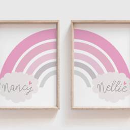 2 Playroom Prints, Sister Siblings Wall Art, Rainbow Decor, Playroom, Print, Personalised - thumbnail 2
