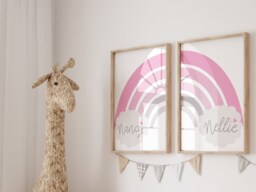 2 Playroom Prints, Sister Siblings Wall Art, Rainbow Decor, Playroom, Print, Personalised - thumbnail 1