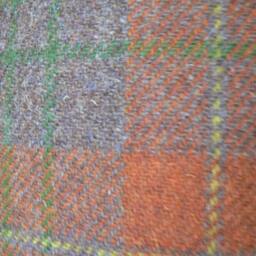 Handmade Harris Tweed Drum Lampshade - Orange, Brown & Green Tartan - thumbnail 4