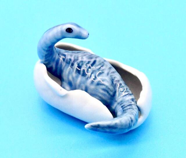 Miniature Ceramic Dinosaur Dino Baby Egg Jurassic Animal Little Blue Figurine Small Statue Tiny Decoration Collectible Hand Painted Figure - image 1