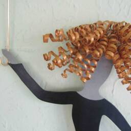 Metal Umbrella Lady Wall Art Recycled Chic Fashion Sculpture - thumbnail 2