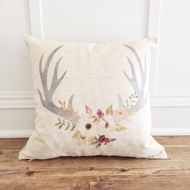 Floral Antler Pillow Cover - image 1
