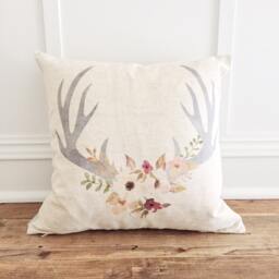 Floral Antler Pillow Cover - thumbnail 1