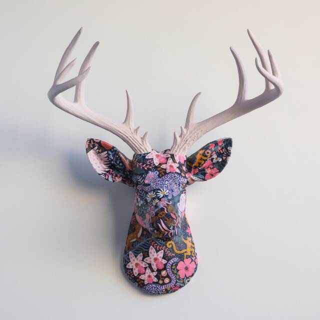 Faux Taxidermy Deer Head Fabric Wall Mount - Decor Wonderland Tea Time Fad6106 - image 1