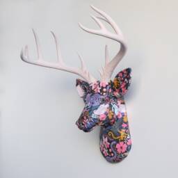 Faux Taxidermy Deer Head Fabric Wall Mount - Decor Wonderland Tea Time Fad6106 - thumbnail 2