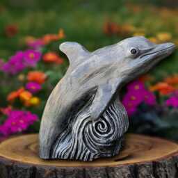 Massive Dolphin Sculpture Cement Garden Figurine Outdoor Ocean Animal Decoration Stone Ornament Front Door Decor Yard Art - thumbnail 4