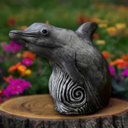 Massive Dolphin Sculpture Cement Garden Figurine Outdoor Ocean Animal Decoration Stone Ornament Front Door Decor Yard Art - thumbnail 3
