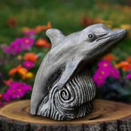 Massive Dolphin Sculpture Cement Garden Figurine Outdoor Ocean Animal Decoration Stone Ornament Front Door Decor Yard Art - thumbnail 1