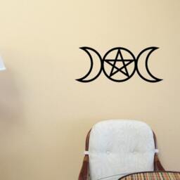 Triple Goddess Vinyl Wall Art, Pentagram Sticker, Moon, Pagan Wiccan Decal - thumbnail 2
