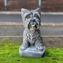Stone Westie Dog Sculpture Concrete Figurine Outdoor Terrier Yorkie Statue Cement Ornament Dog Lover Gift Front Door Decoration - thumbnail 2