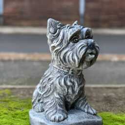 Stone Westie Dog Sculpture Concrete Figurine Outdoor Terrier Yorkie Statue Cement Ornament Dog Lover Gift Front Door Decoration - thumbnail 3