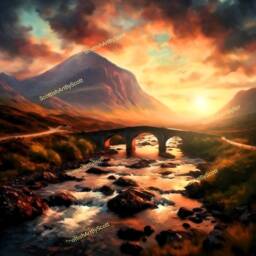 Sligachan Isle Of Skye Print Scottish Highlands Wall Art - 21cm - thumbnail 2
