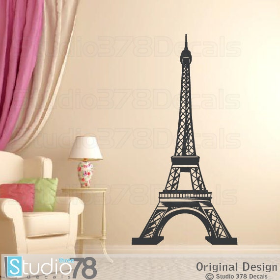 Eiffel Tower Vinyl Wall Decal - French Nursery Decor - 8Ft - image 1
