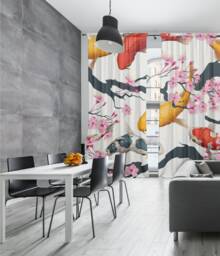 Set Of 2 Curtains With Koi Fish, Blackout Curtains - thumbnail 1