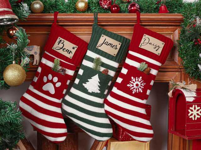 Personalized Christmas Stockings, Pet Paw Stockings, Family Dog Cat Stocking, Christmas Gift - image 1