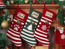 Personalized Christmas Stockings, Pet Paw Stockings, Family Dog Cat Stocking, Christmas Gift