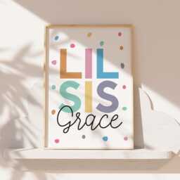 Set Of 3 Personalised Sister Prints, Girls Bedroom Decor, Big Sis Lil Sis, Nursery Siblings Wall Art, Playroom, Rainbow Print - thumbnail 3