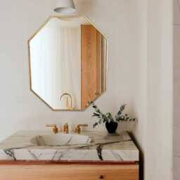 Handmade Octagon Brass Wall Mirror Custom Bathroom Mirror - thumbnail 2
