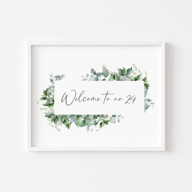 Personalised Eucalyptus Welcome Home Print Green Watercolour Wall Art - Unframed - image 1