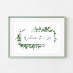 Personalised Eucalyptus Welcome Home Print Green Watercolour Wall Art - Unframed - thumbnail 2