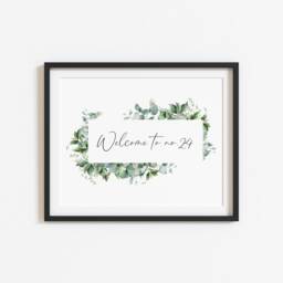 Personalised Eucalyptus Welcome Home Print Green Watercolour Wall Art - Unframed - thumbnail 3