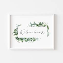 Personalised Eucalyptus Welcome Home Print Green Watercolour Wall Art - Unframed - thumbnail 1