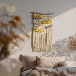 Woven Wall Tapestry Coastal Farmhouse Style, Bedroom Decor - thumbnail 3