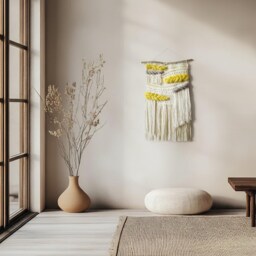 Woven Wall Tapestry Coastal Farmhouse Style, Bedroom Decor - thumbnail 2