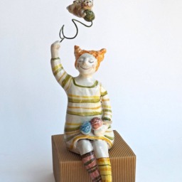 "The ""Dreamy Girl""-Dg/01A Ragazza Che Lavora A Maglia E Gatto ""Volante" - thumbnail 2