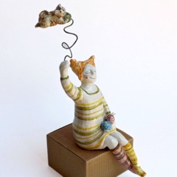 "The ""Dreamy Girl""-Dg/01A Ragazza Che Lavora A Maglia E Gatto ""Volante" - thumbnail 3