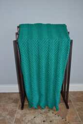 Handmade Crocheted Afghan Blanket - Cool Green - thumbnail 1