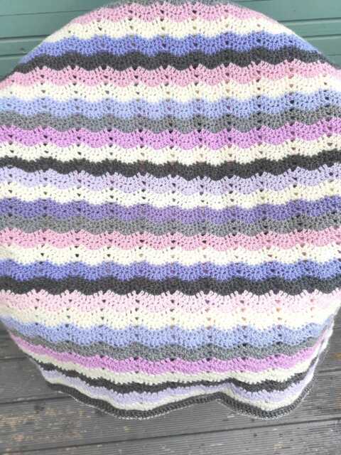 Crochet Granny Square Blanket Pink & Purple Pastel Afghan Throw, Handmade Blanket - image 1