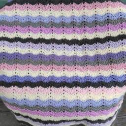 Crochet Granny Square Blanket Pink & Purple Pastel Afghan Throw, Handmade Blanket - thumbnail 2