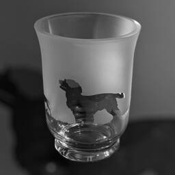 Working Cocker Vase Frieze Clear Glass Vase - 14.5cm, Boxed With Working Cocker Spaniel Frieze Design - thumbnail 1