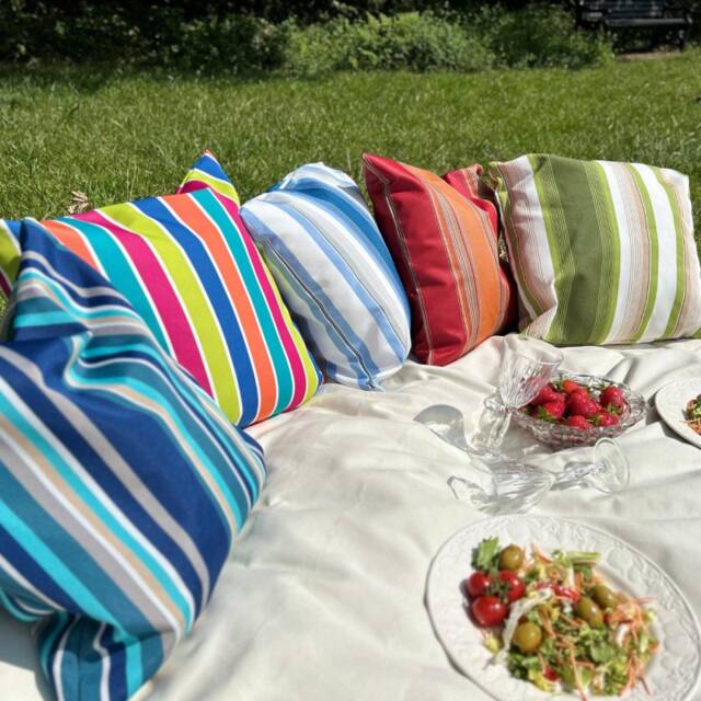 "Outdoor Showerproof Cushion Cover - Summery Striped Design Covers 16"" 18"" 20" - image 1