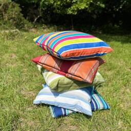 "Outdoor Showerproof Cushion Cover - Summery Striped Design Covers 16"" 18"" 20" - thumbnail 2