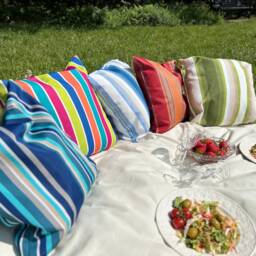 "Outdoor Showerproof Cushion Cover - Summery Striped Design Covers 16"" 18"" 20" - thumbnail 1