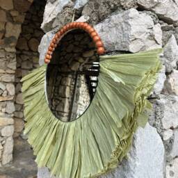 Raffia Sunburst Mirror, Coastal Boho Wall Decor - thumbnail 4