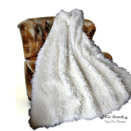 Handmade Faux Fur Throw Blanket - Mongolian Sheepskin, Minky Lining - thumbnail 2
