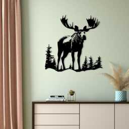 Moose Metal Wall Art, Rustic Cabin Decor, Forest Animal Silhouette - thumbnail 4