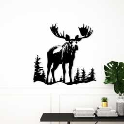 Moose Metal Wall Art, Rustic Cabin Decor, Forest Animal Silhouette - thumbnail 1