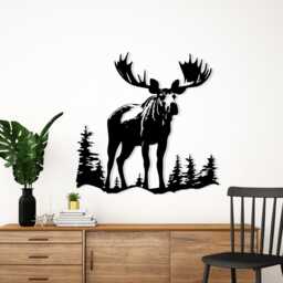 Moose Metal Wall Art, Rustic Cabin Decor, Forest Animal Silhouette - thumbnail 2