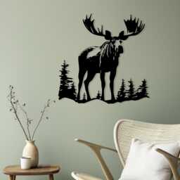 Moose Metal Wall Art, Rustic Cabin Decor, Forest Animal Silhouette - thumbnail 3