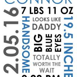 Personalized Baby Boy Or Girl Nursery Birth Stats Subway Word Art Wall Hanging Custom PDF - thumbnail 3