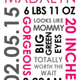 Personalized Baby Boy Or Girl Nursery Birth Stats Subway Word Art Wall Hanging Custom PDF - thumbnail 2