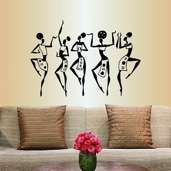 In-Style Decals Wall Vinyl Decal Home Decor Art Sticker Beautiful African Girls Woman Dancing Ethnic Style Room Removable Mural Design 409 - image 1