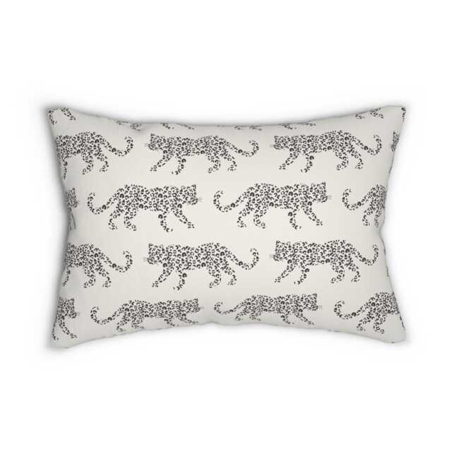 Lumbar Pillow, Leopard Parade, Chocolate On Cream, Safari Jungle Decor, Animal Print, Modern Bold, Boho Accent Cushion, Cheetah Print 20x14 - image 1